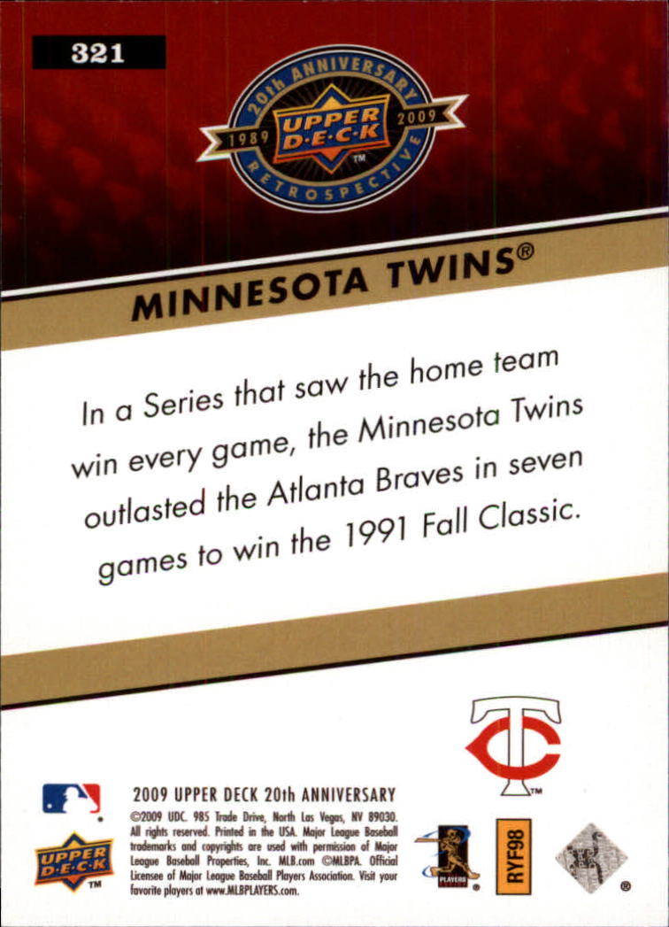2009 Upper Deck 20th Anniversary #321 Minnesota Twins back image