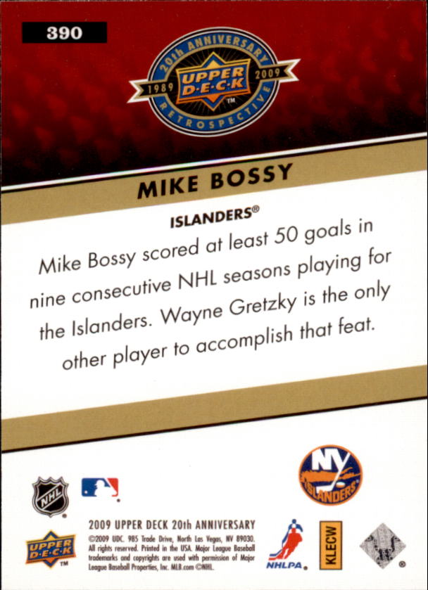 2009 Upper Deck 20th Anniversary #390 Mike Bossy back image