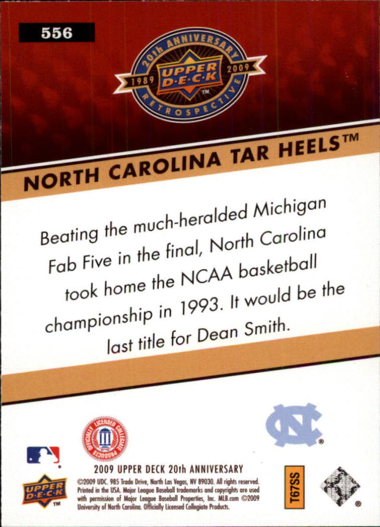 2009 Upper Deck 20th Anniversary #556 North Carolina Tar Heels back image