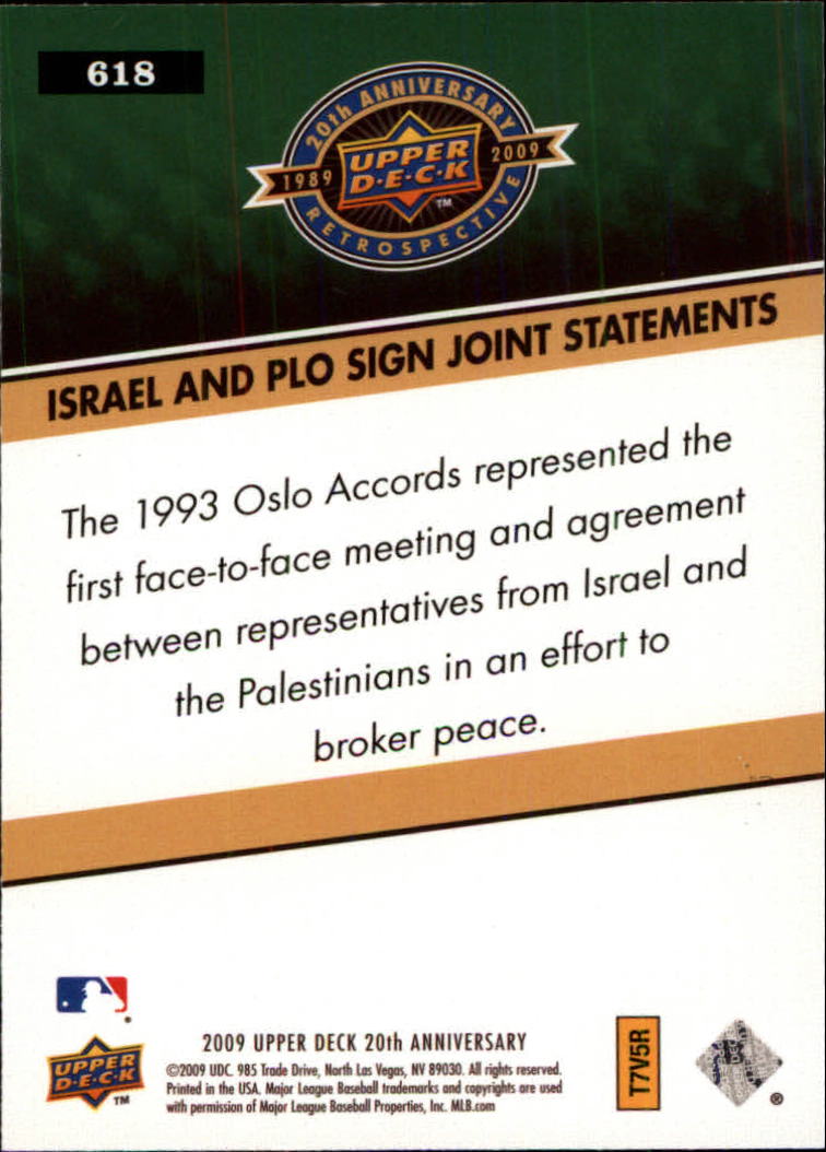 2009 Upper Deck 20th Anniversary #618 Israel and PLO Sign Joint Statements back image