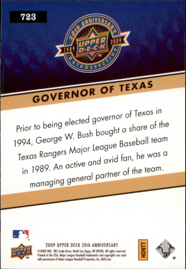 2009 Upper Deck 20th Anniversary #723 George W. Bush back image