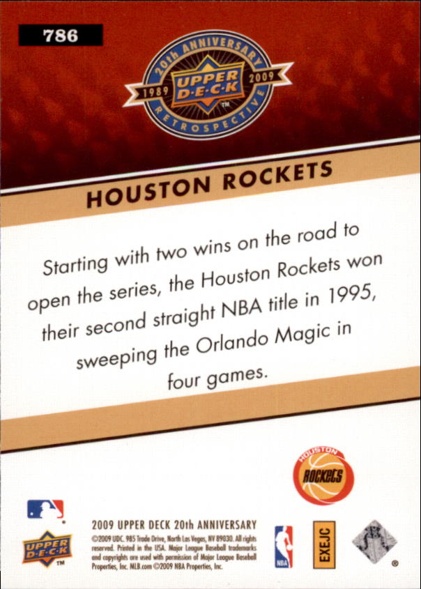 2009 Upper Deck 20th Anniversary #786 Houston Rockets/Hakeem Olajuwon/Shaquille O'Neal back image