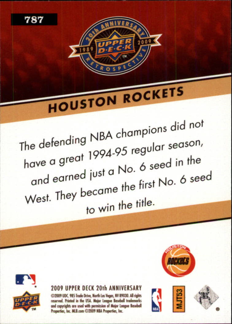 2009 Upper Deck 20th Anniversary #787 Houston Rockets back image