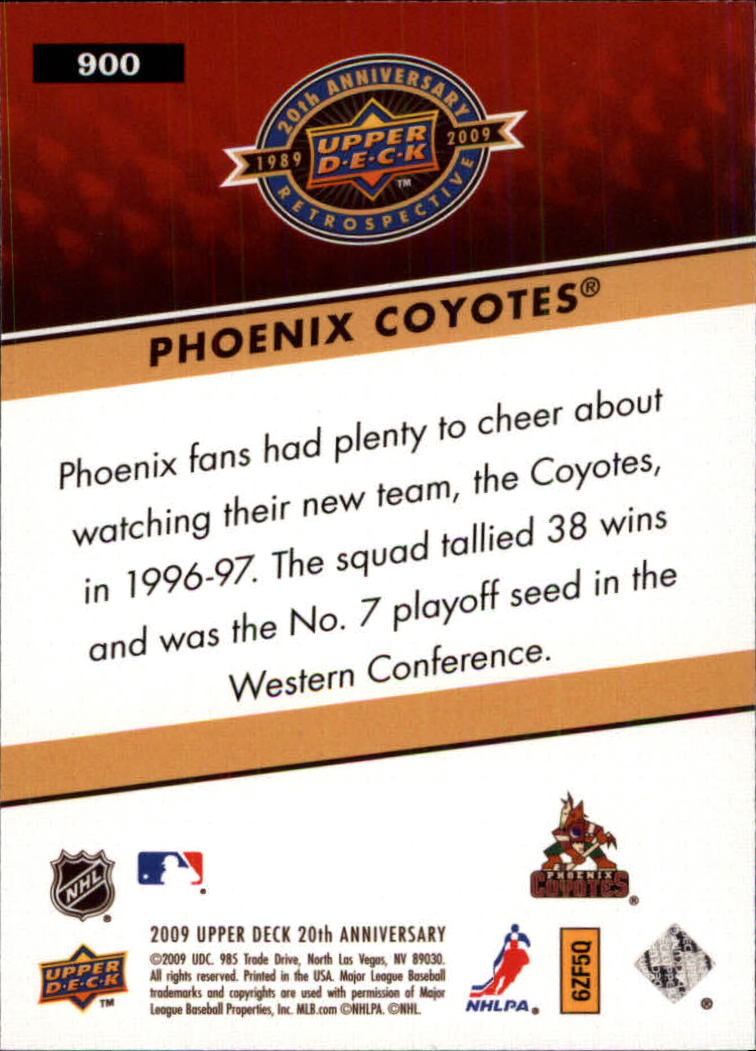 2009 Upper Deck 20th Anniversary #900 Phoenix Coyotes back image
