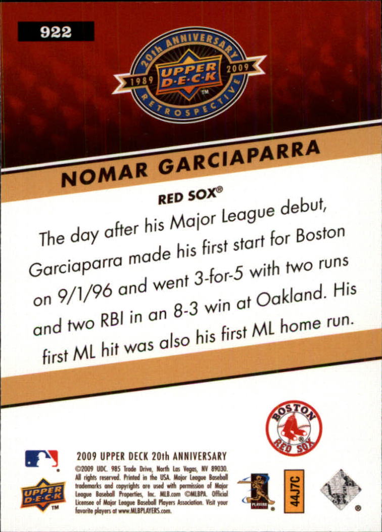 2009 Upper Deck 20th Anniversary #922 Nomar Garciaparra back image