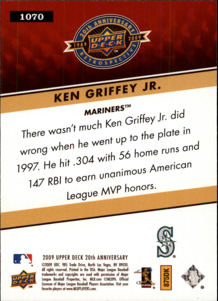 2009 Upper Deck 20th Anniversary #1070 Ken Griffey Jr. back image