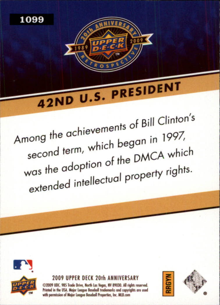 2009 Upper Deck 20th Anniversary #1099 Bill Clinton back image