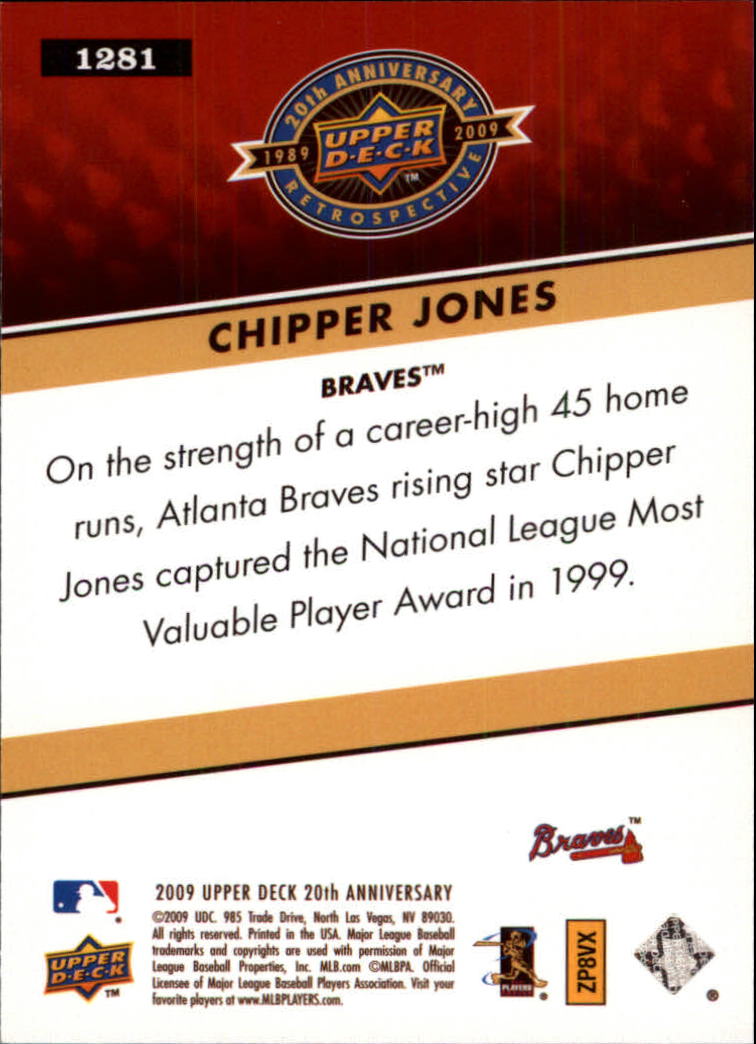 2009 Upper Deck 20th Anniversary #1281 Chipper Jones back image