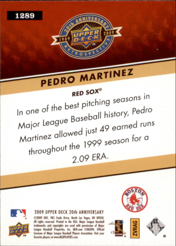 2009 Upper Deck 20th Anniversary #1289 Pedro Martinez back image