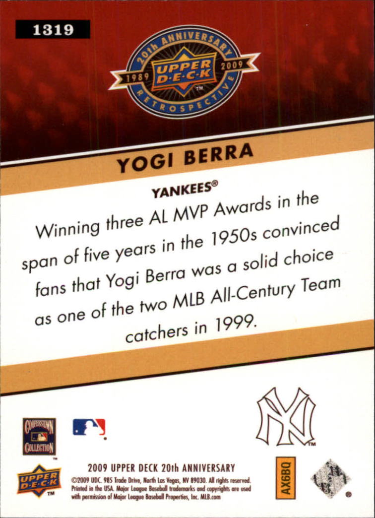 2009 Upper Deck 20th Anniversary 1319 Yogi Berra NMMT