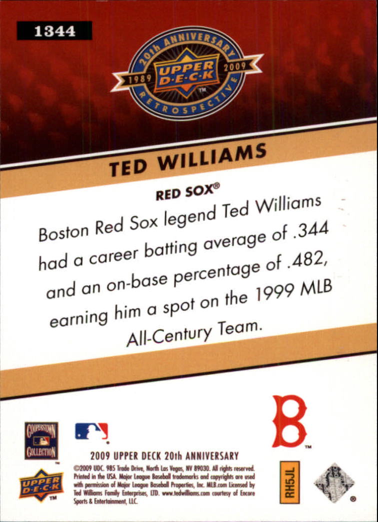 2009 Upper Deck 20th Anniversary #1344 Ted Williams back image