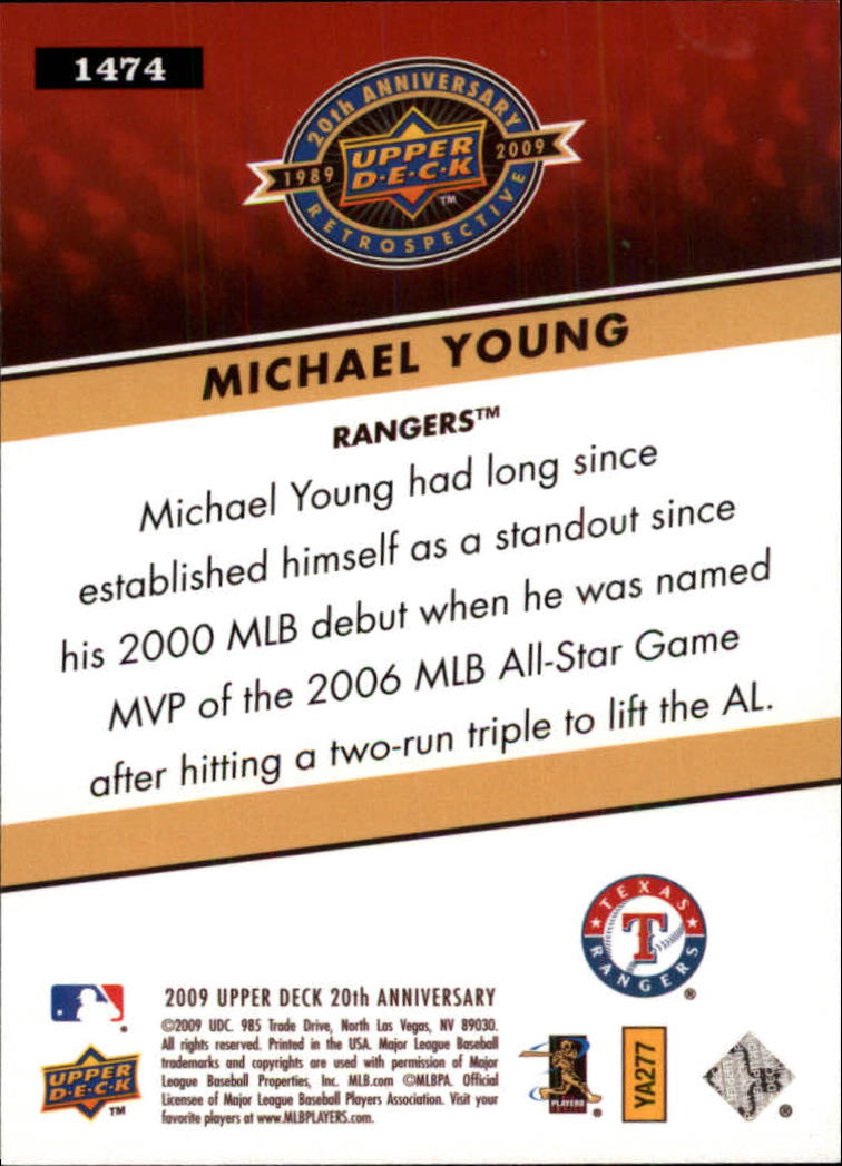 2009 Upper Deck 20th Anniversary #1474 Michael Young back image