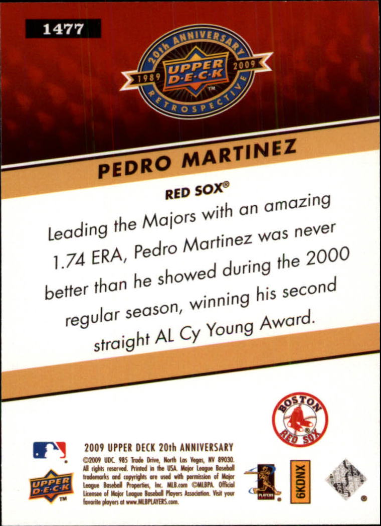 2009 Upper Deck 20th Anniversary #1477 Pedro Martinez back image