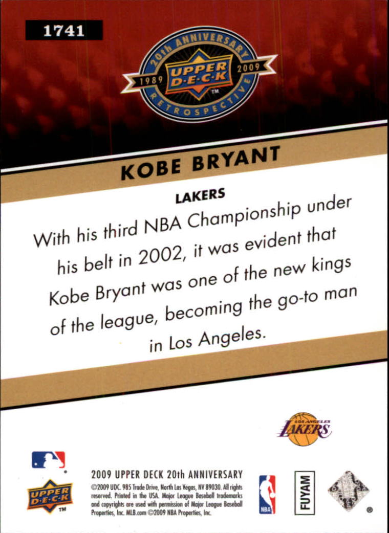 2009 Upper Deck 20th Anniversary #1741 Kobe Bryant back image