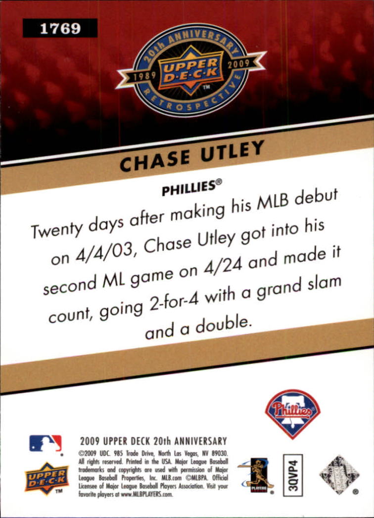 2009 Upper Deck 20th Anniversary #1769 Chase Utley back image