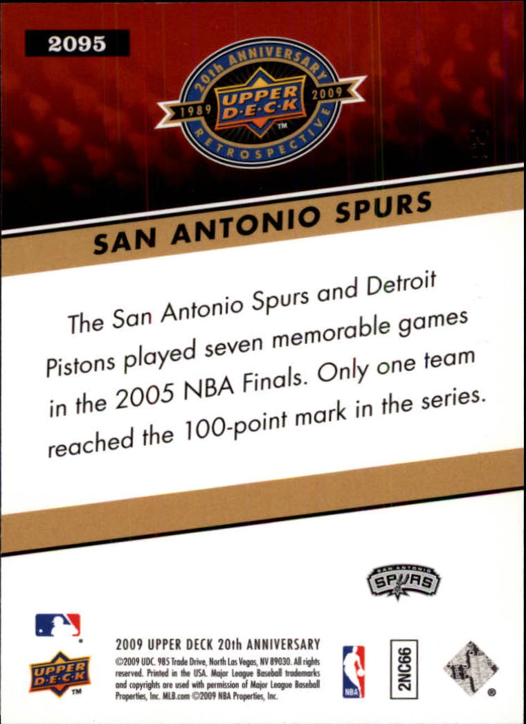 2009 Upper Deck 20th Anniversary #2095 San Antonio Spurs back image