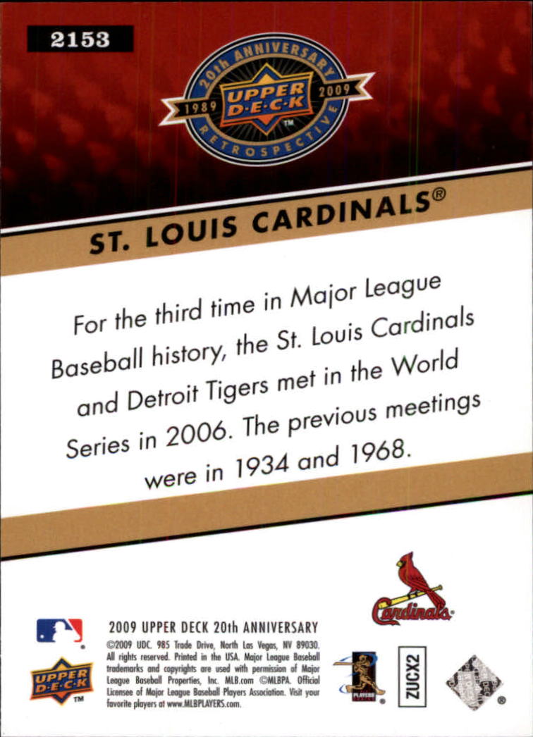 2009 Upper Deck 20th Anniversary #2153 St. Louis Cardinals back image