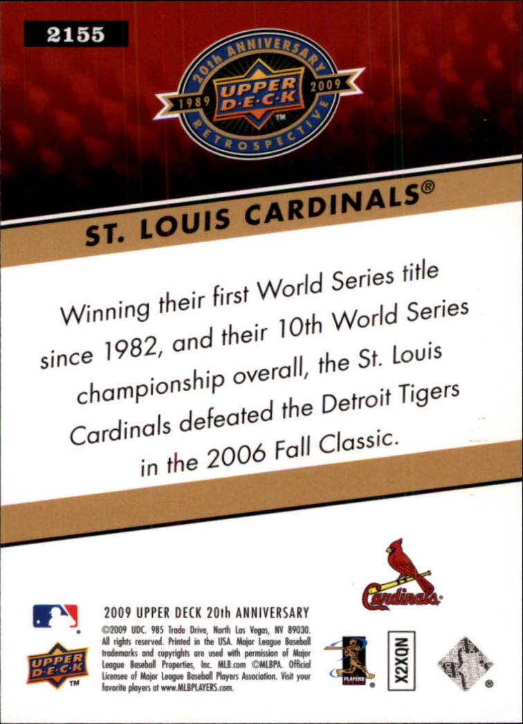 2009 Upper Deck 20th Anniversary #2155 St. Louis Cardinals back image