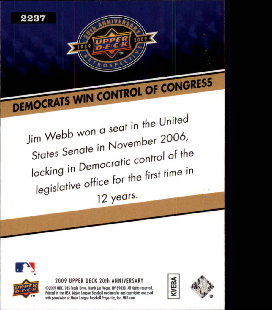 2009 Upper Deck 20th Anniversary #2237 Democrats Win Control of Congress back image