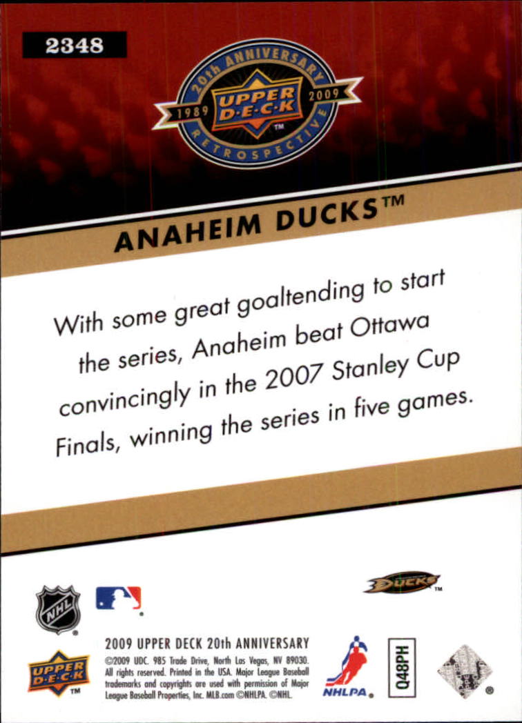 2009 Upper Deck 20th Anniversary #2348 Anaheim Mighty Ducks back image