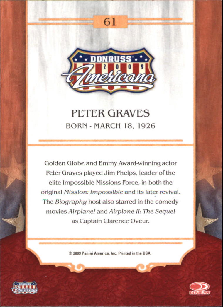2009 Americana #61 Peter Graves back image
