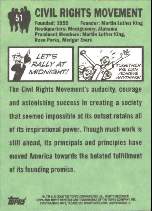 2009 Topps American Heritage Heroes #51 Civil Rights Movement back image