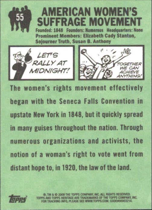 2009 Topps American Heritage Heroes #55 Women's Suffrage back image