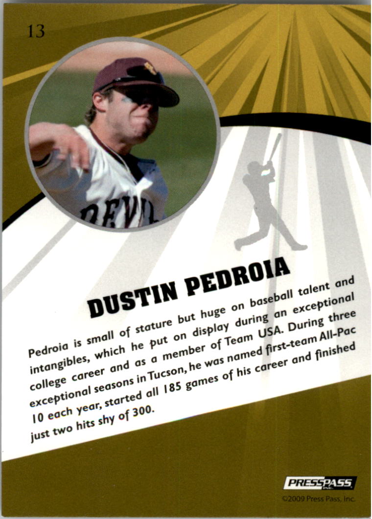 2009 Press Pass Fusion #13 Dustin Pedroia back image