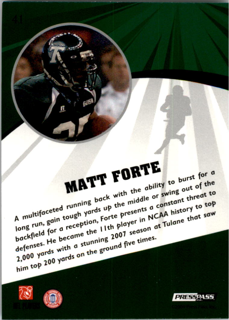 2009 Press Pass Fusion #41 Matt Forte back image