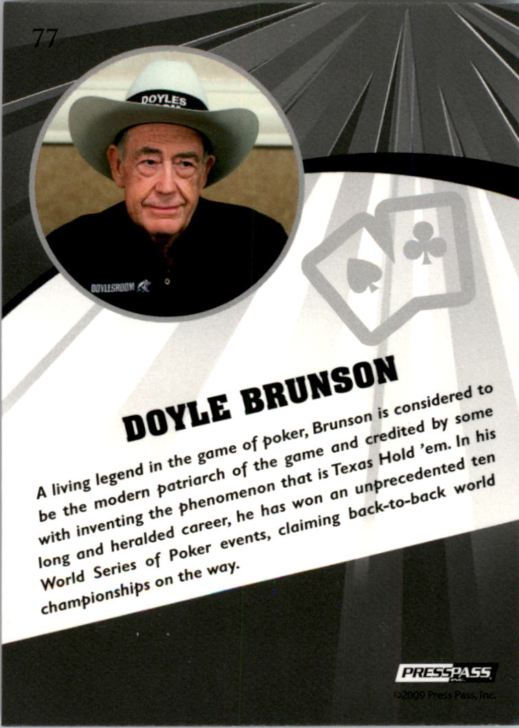 2009 Press Pass Fusion #77 Doyle Brunson back image