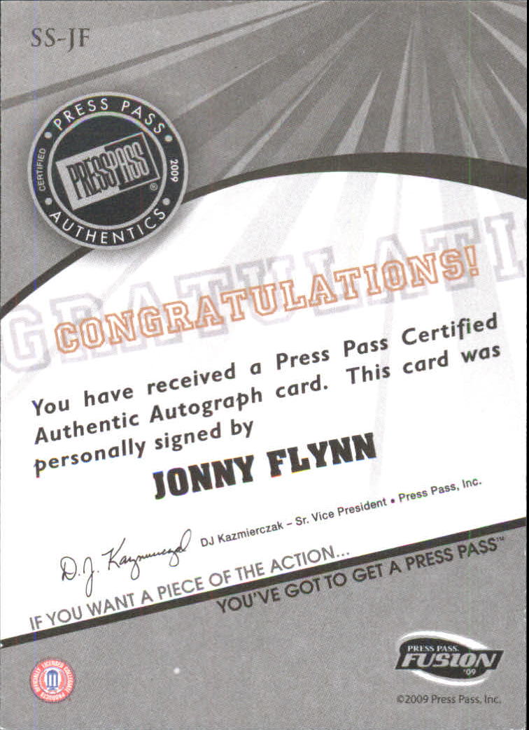 2009 Press Pass Fusion Autographs Silver #SSJF Jonny Flynn back image