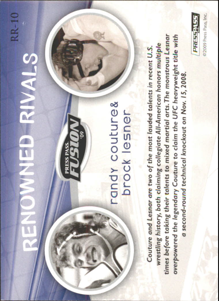 2009 Press Pass Fusion Renowned Rivals #RR10 Randy Couture/Brock Lesnar back image
