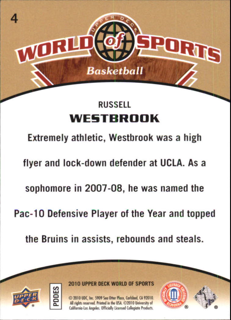 2010 Upper Deck World of Sports #4 Russell Westbrook back image