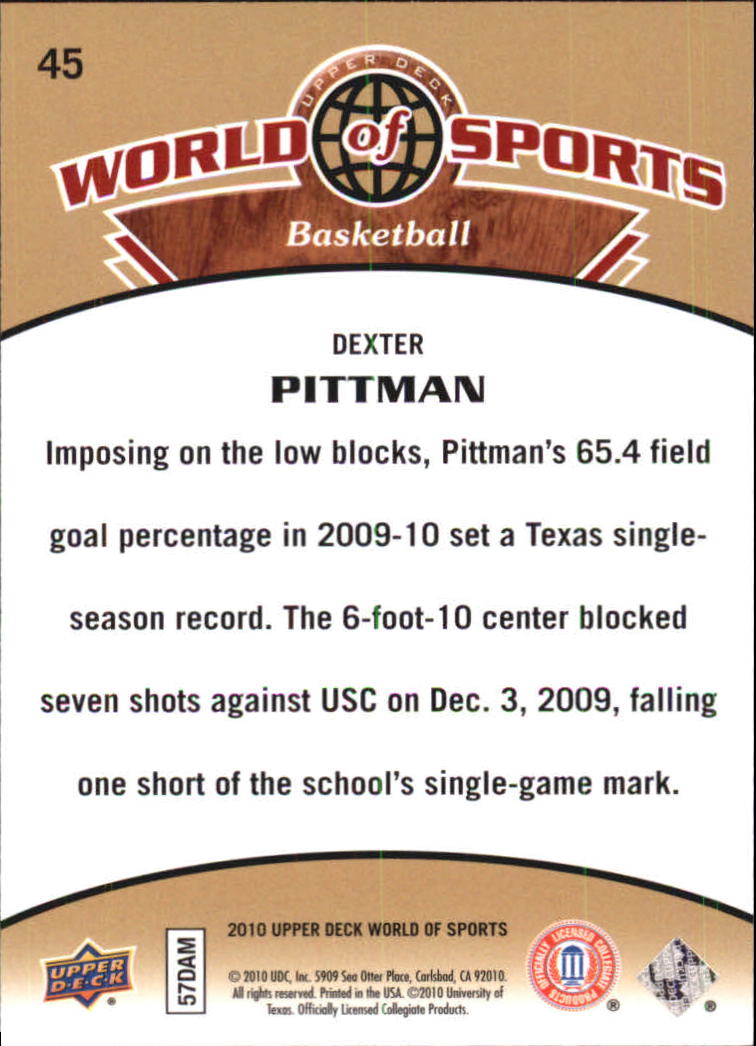 2010 Upper Deck World of Sports #45 Dexter Pittman back image