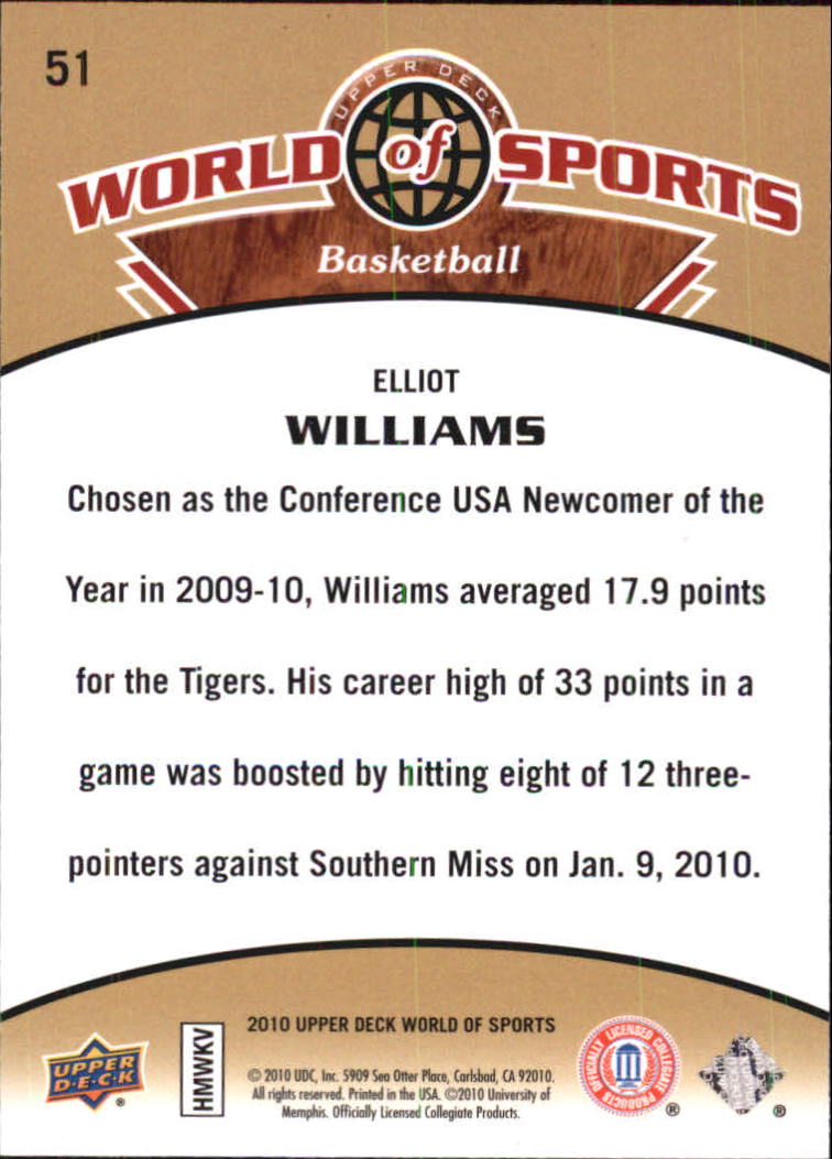 2010 Upper Deck World of Sports #51 Elliot Williams back image
