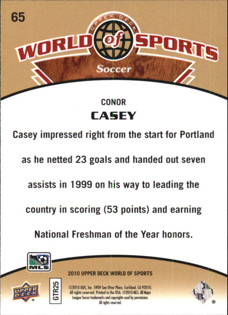 2010 Upper Deck World of Sports #65 Conor Casey back image