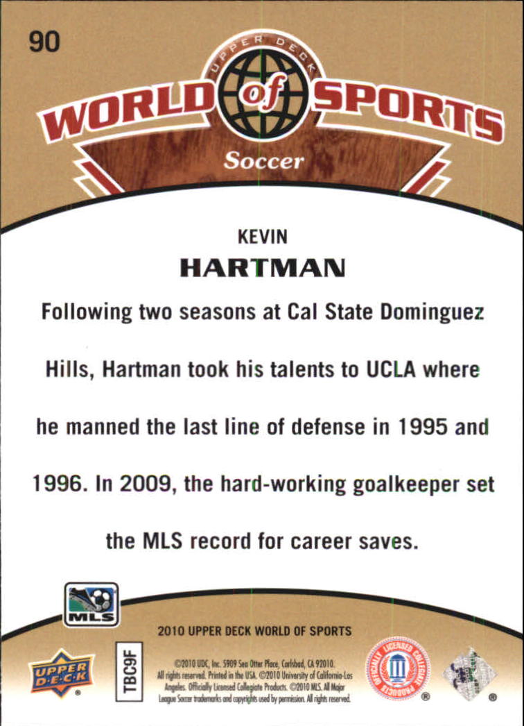 2010 Upper Deck World of Sports #90 Kevin Hartman back image