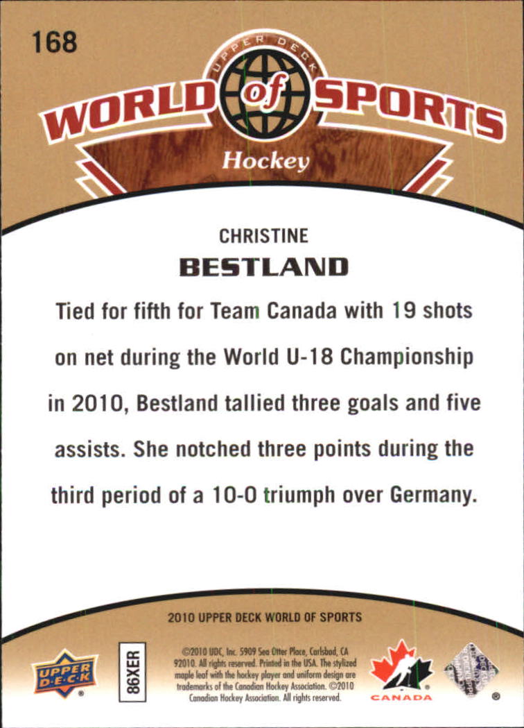 2010 Upper Deck World of Sports #168 Christine Bestland back image
