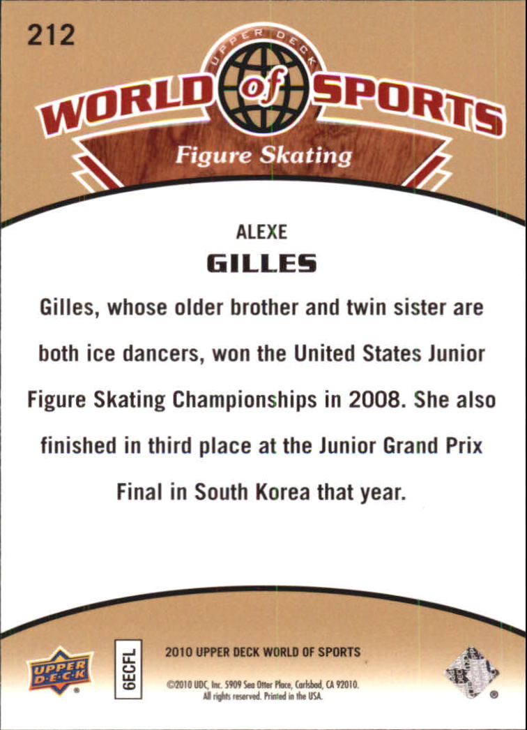 2010 Upper Deck World of Sports #212 Alexe Gilles back image