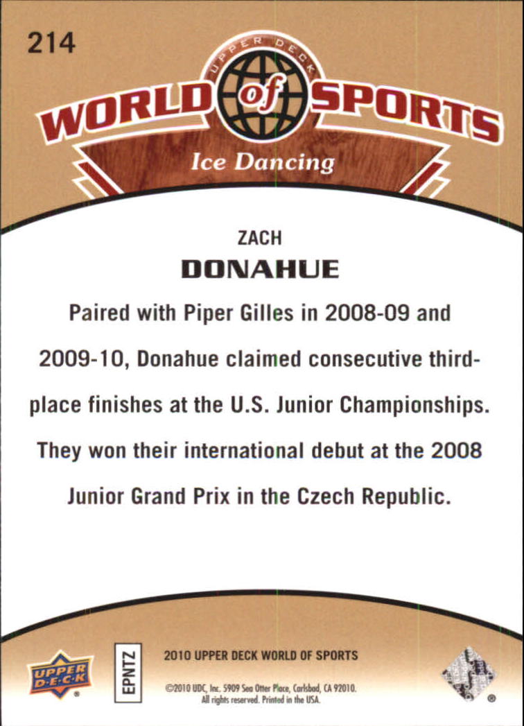 2010 Upper Deck World of Sports #214 Zachary Donohue back image