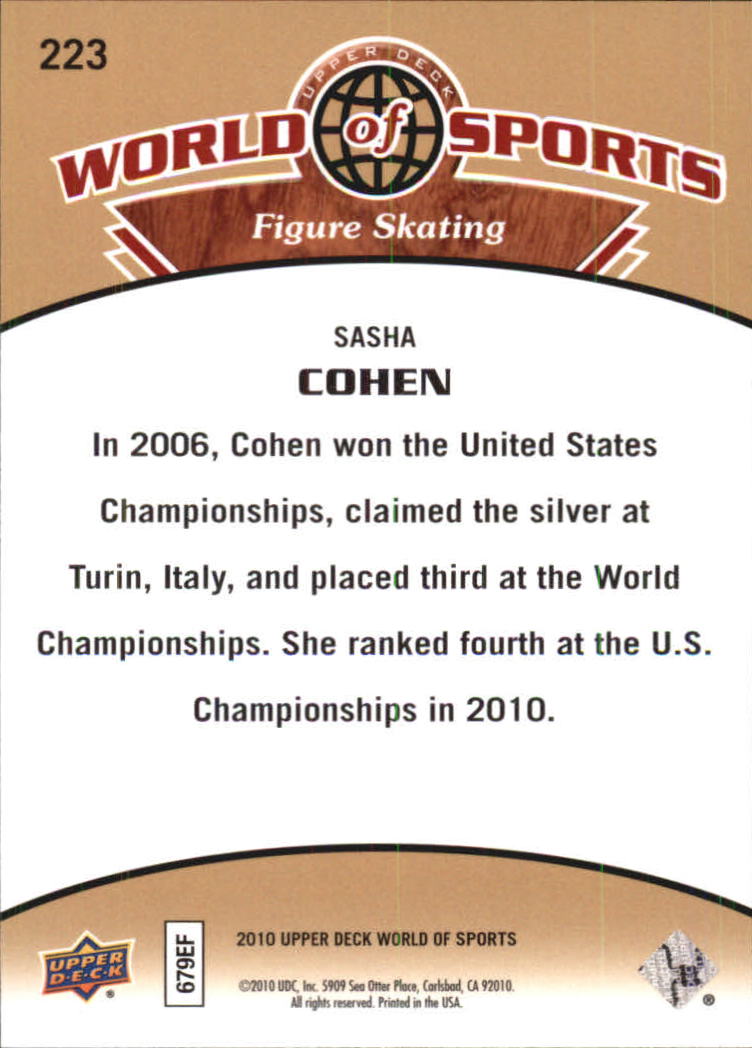 2010 Upper Deck World of Sports #223 Sasha Cohen back image