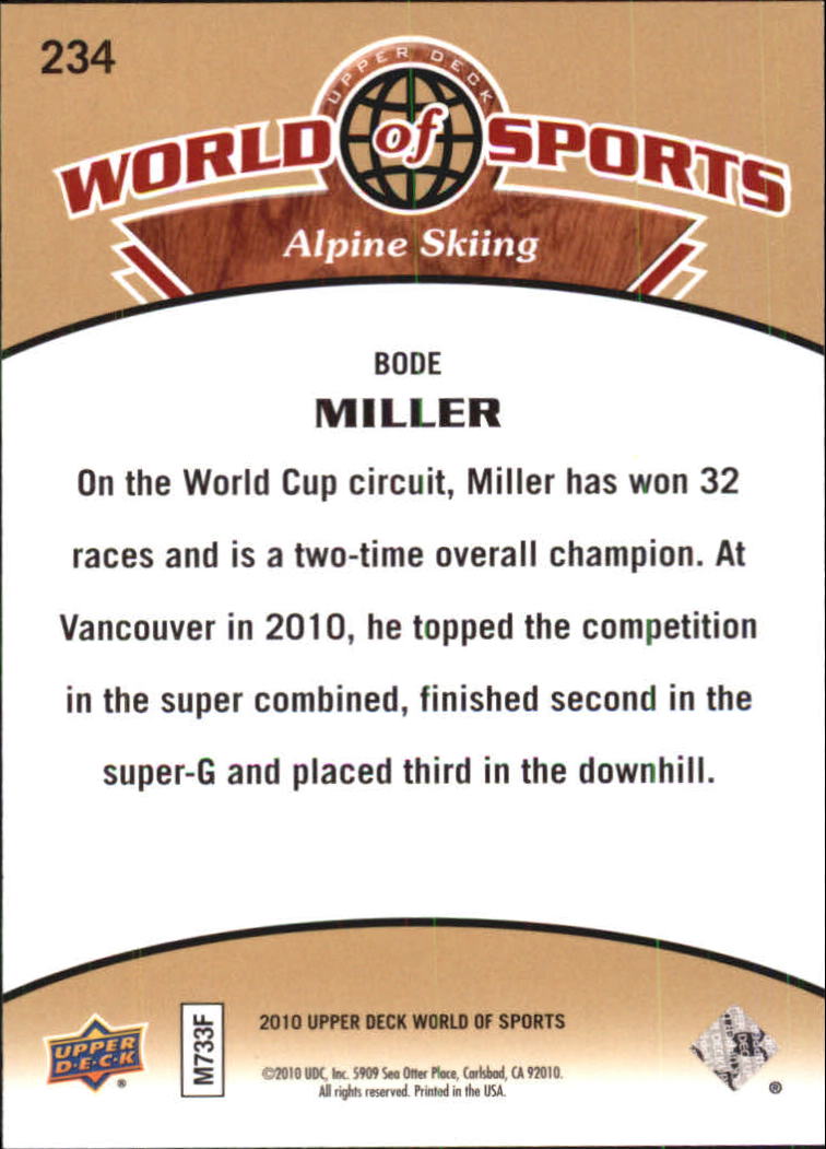 2010 Upper Deck World of Sports #234 Bode Miller back image