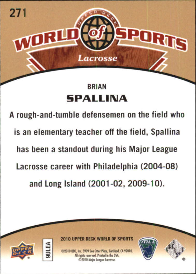 2010 Upper Deck World of Sports #271 Brian Spallina back image