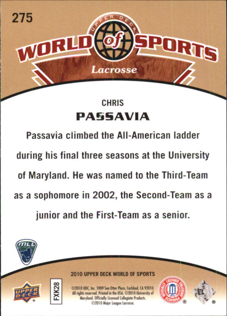 2010 Upper Deck World of Sports #275 Chris Passavia back image