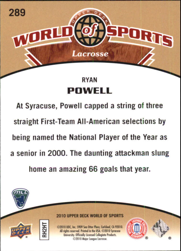 2010 Upper Deck World of Sports #289 Ryan Powell back image