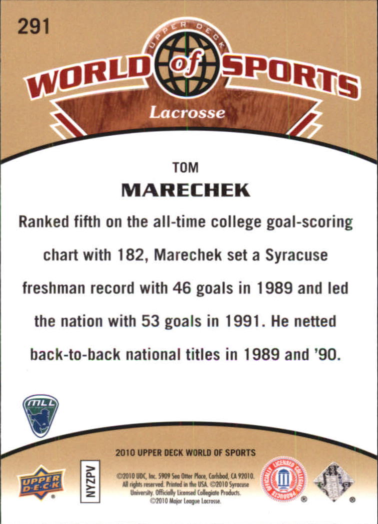2010 Upper Deck World of Sports #291 Tom Marachek back image