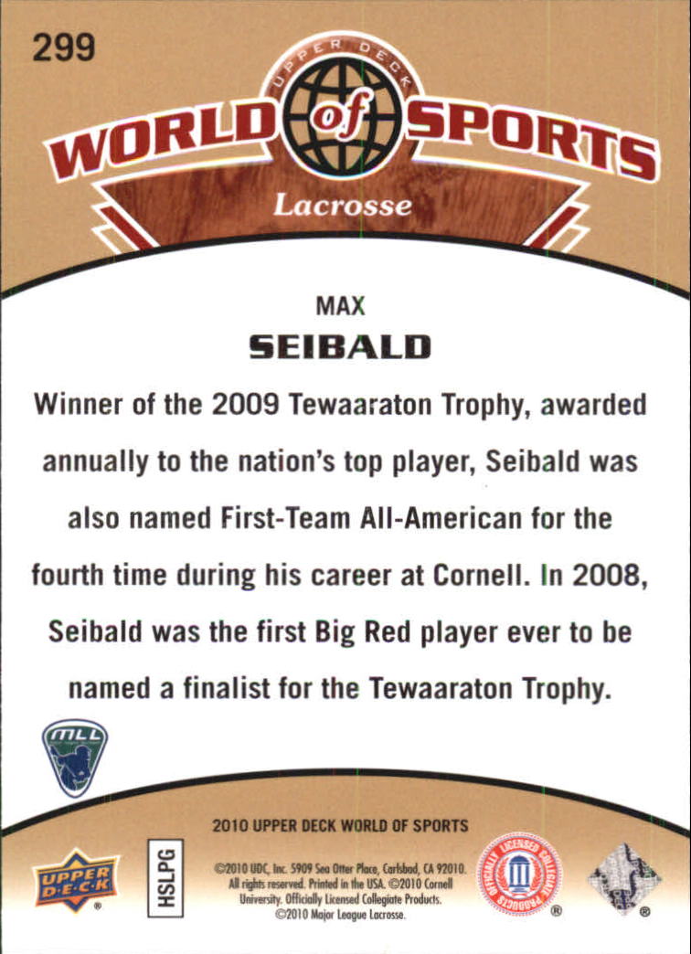 2010 Upper Deck World of Sports #299 Max Seibald back image