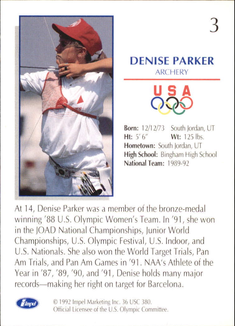 1992 Impel U.S. Olympic Hopefuls #3 Denise Parker/Archery back image