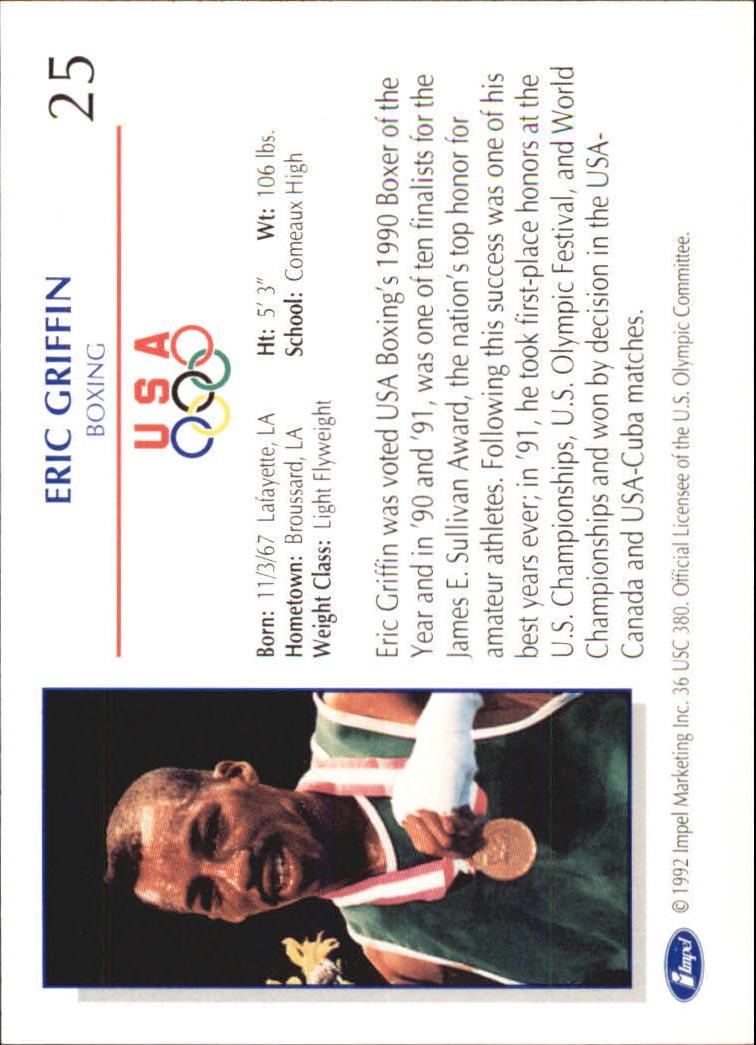 1992 Impel U.S. Olympic Hopefuls #25 Eric Griffin/Boxing back image