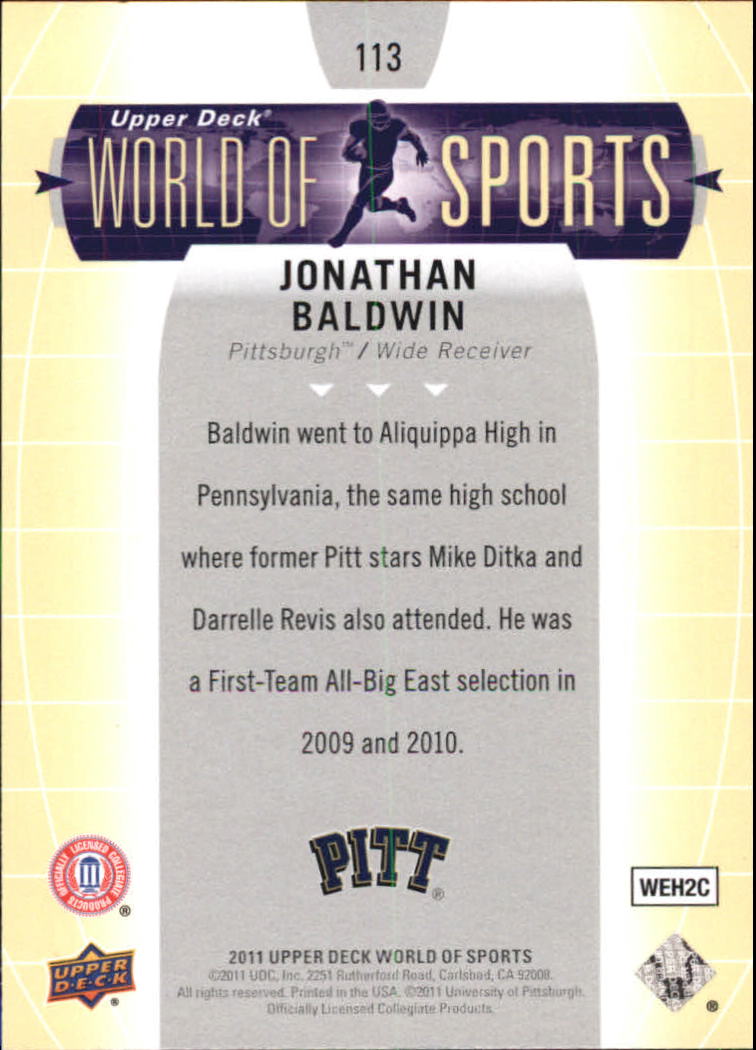 2011 Upper Deck World of Sports #113 Jonathan Baldwin back image